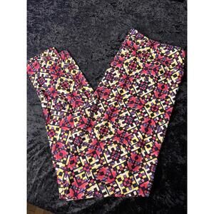 LuLaRoe Tall & Curvy TC Leggings High Rise Basket Weave Purple Pink Yellow NWOT